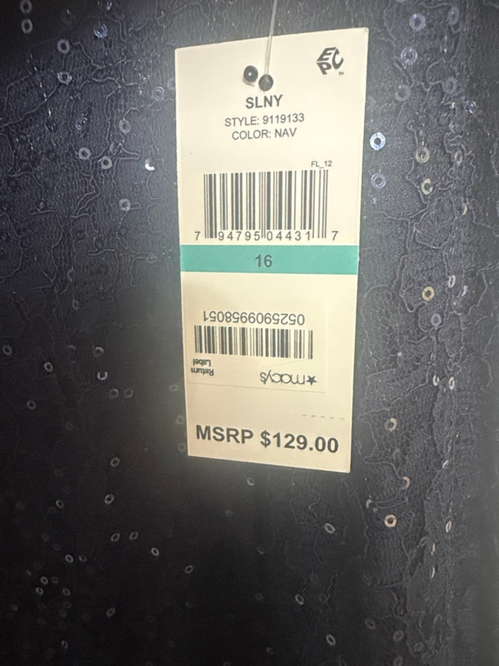 SLNY Navy Sequin Lace Midi Dress - Picture 2 of 5